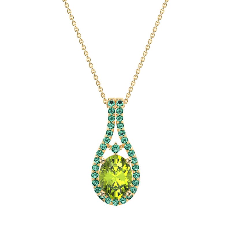 Wrap Around Halo Oval Necklace