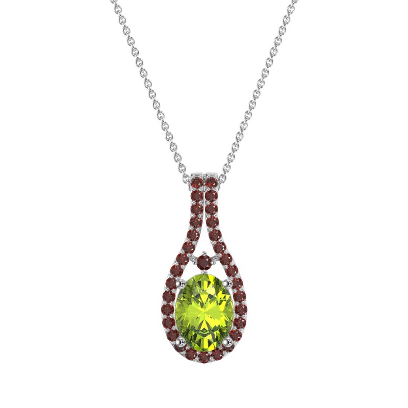 Wrap Around Halo Oval Necklace