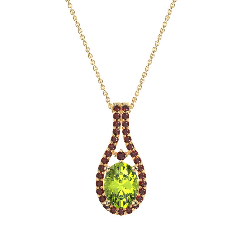 Wrap Around Halo Oval Necklace