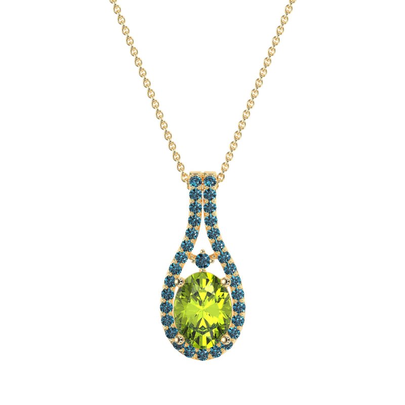 Wrap Around Halo Oval Necklace