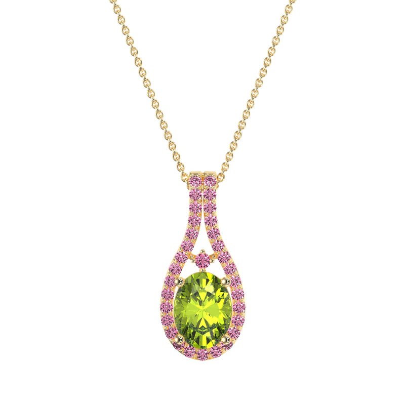 Wrap Around Halo Oval Necklace