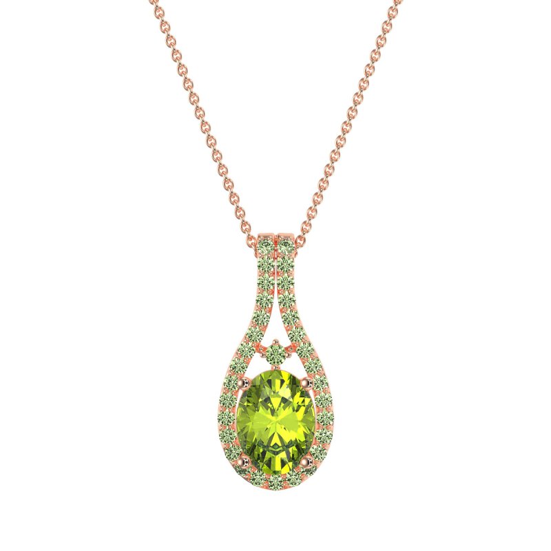 Wrap Around Halo Oval Necklace