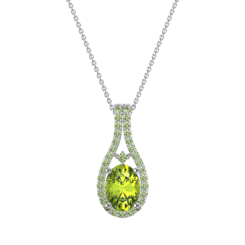 Wrap Around Halo Oval Necklace