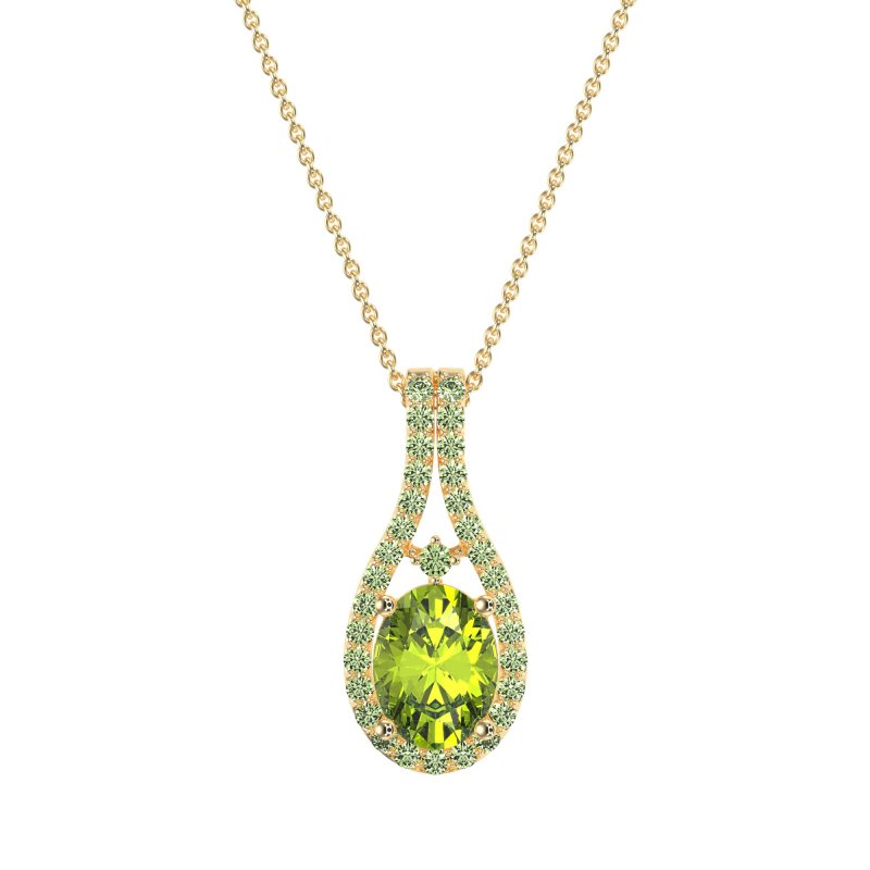 Wrap Around Halo Oval Necklace