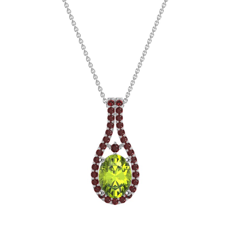 Wrap Around Halo Oval Necklace