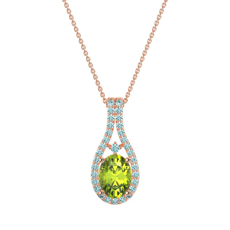 Wrap Around Halo Oval Necklace