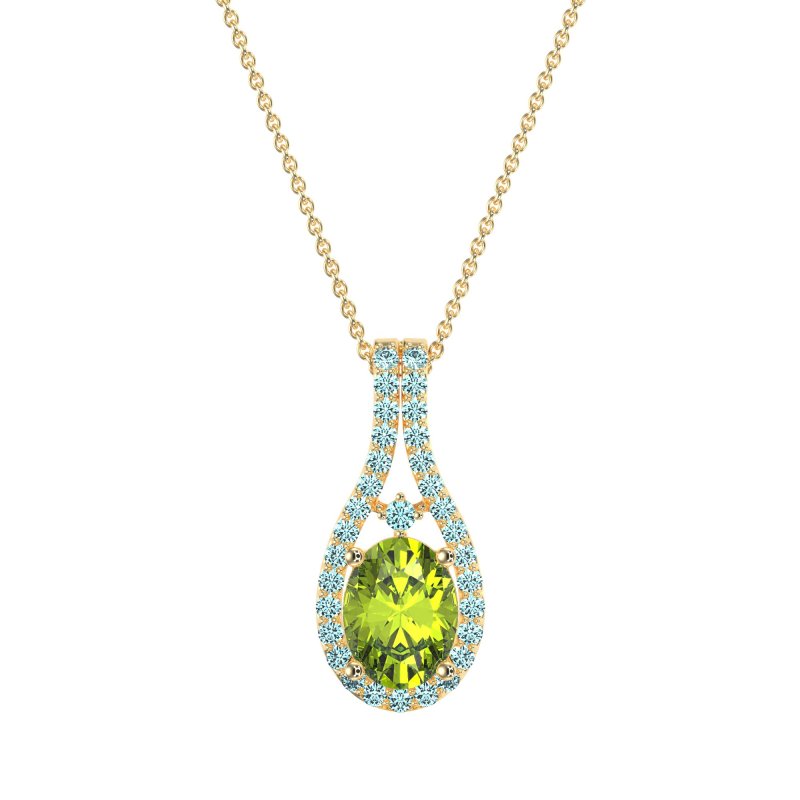 Wrap Around Halo Oval Necklace