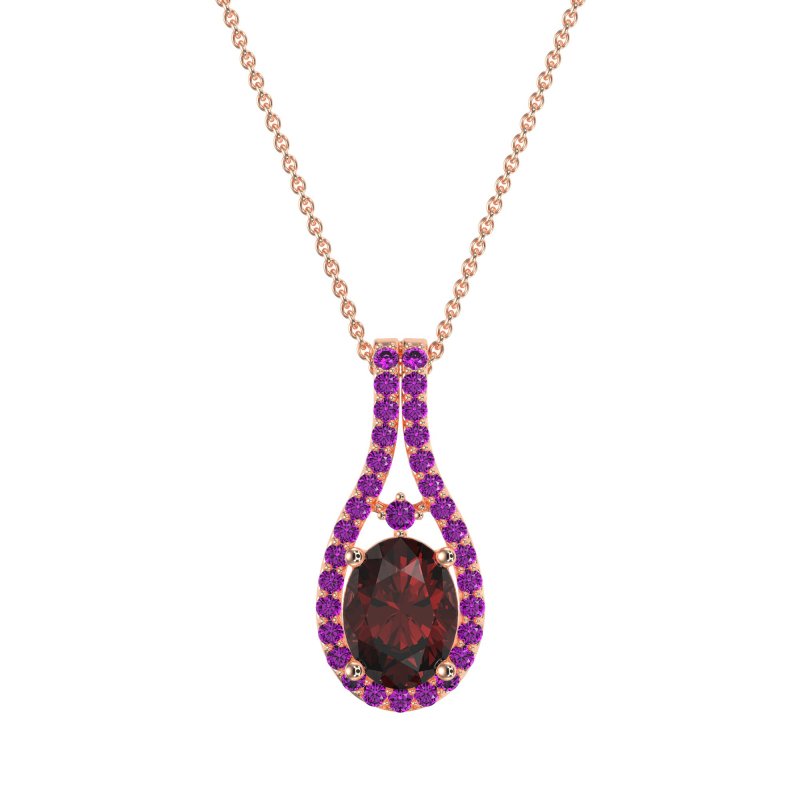 Wrap Around Halo Oval Necklace