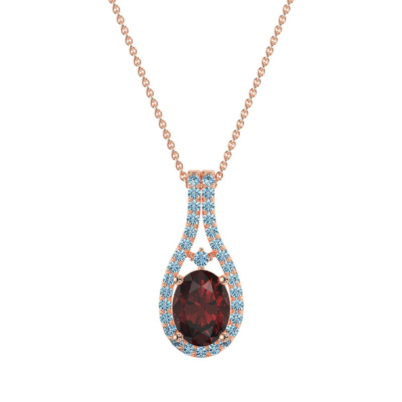 Wrap Around Halo Oval Necklace