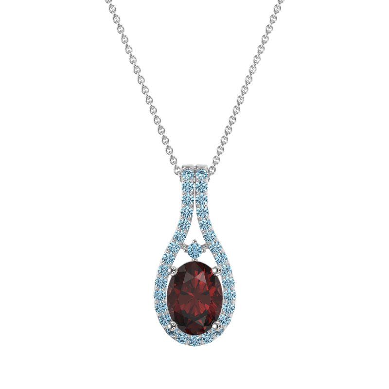 Wrap Around Halo Oval Necklace