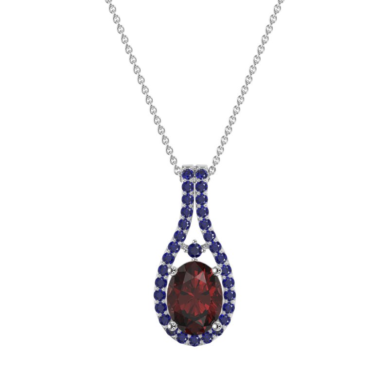 Wrap Around Halo Oval Necklace
