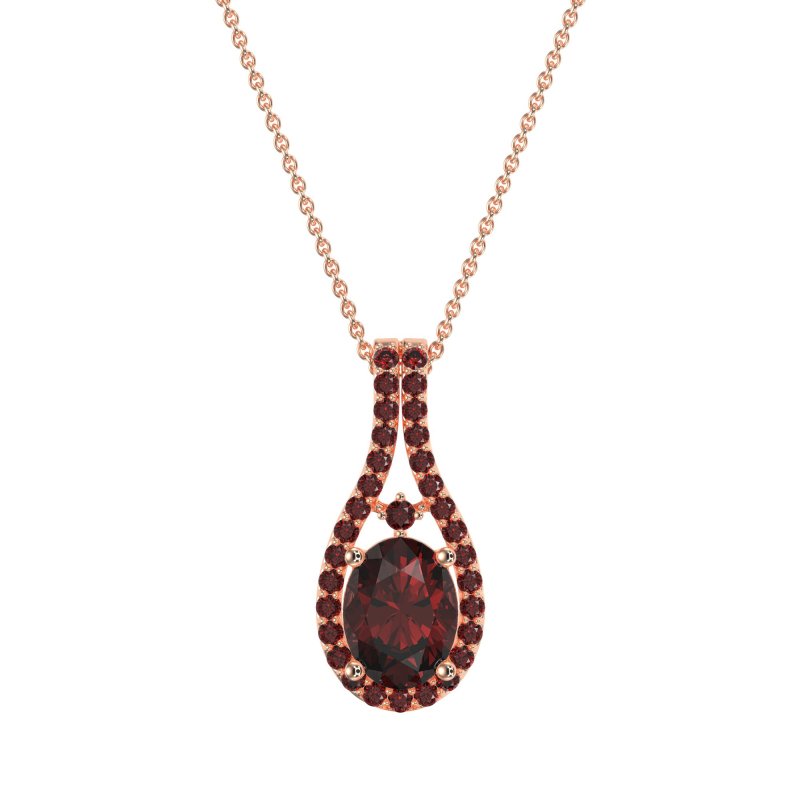 Wrap Around Halo Oval Necklace