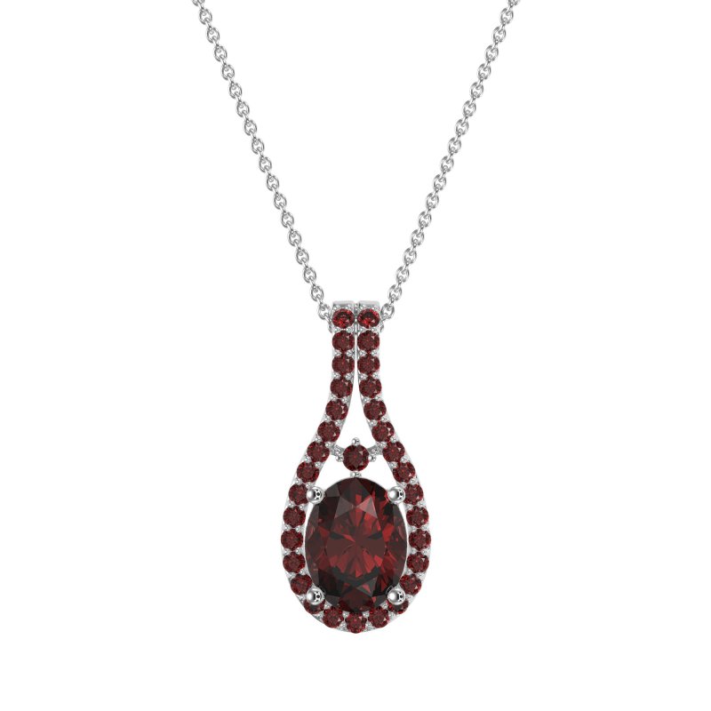 Wrap Around Halo Oval Necklace