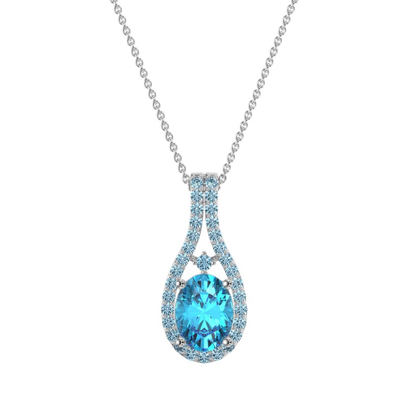 Wrap Around Halo Oval Necklace