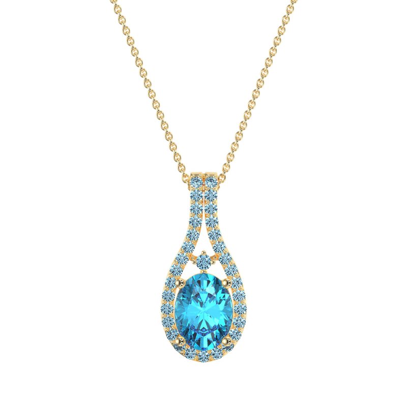 Wrap Around Halo Oval Necklace