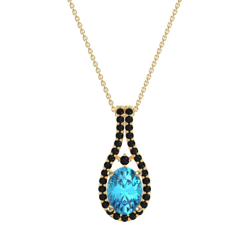 Wrap Around Halo Oval Necklace