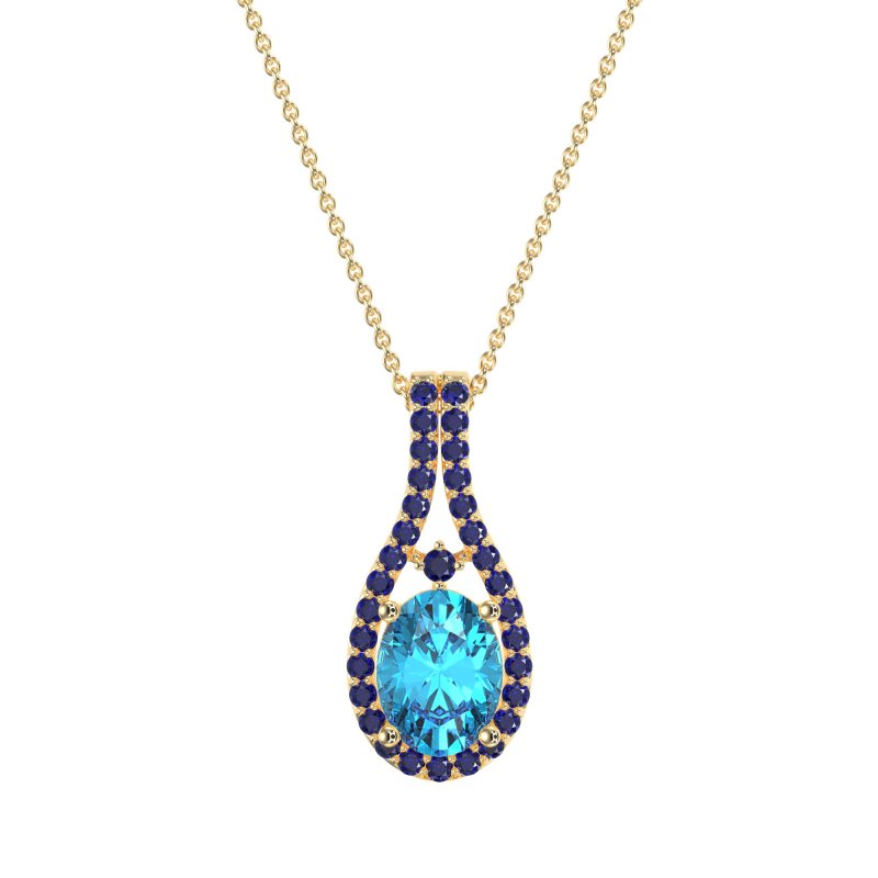 Wrap Around Halo Oval Necklace