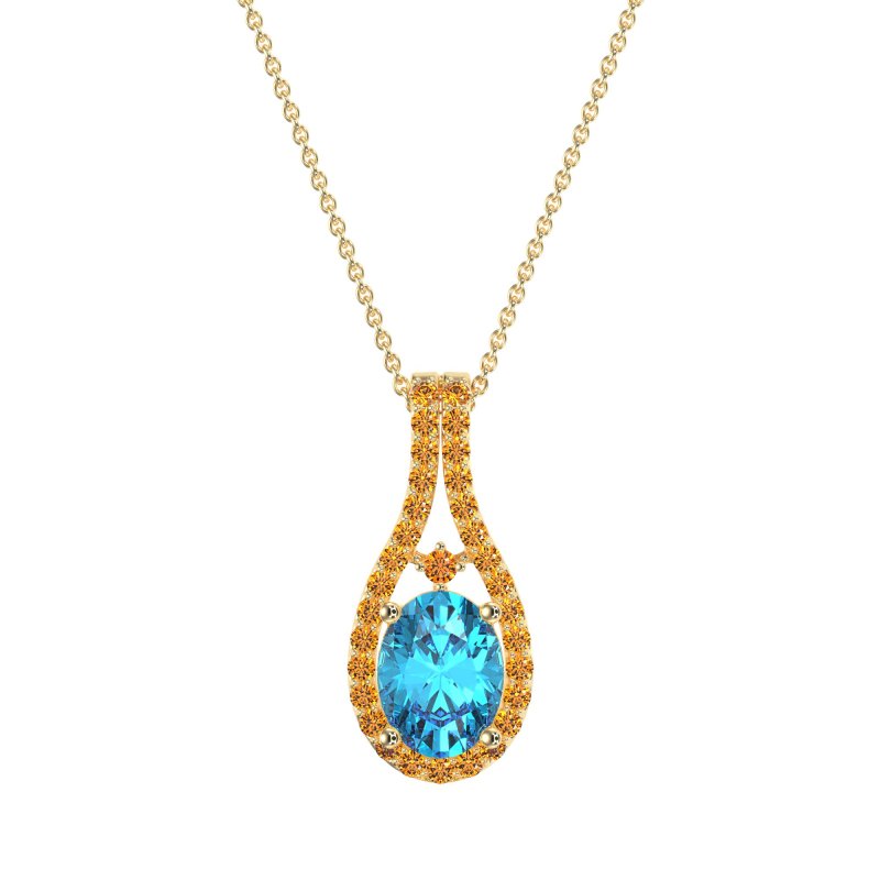 Wrap Around Halo Oval Necklace