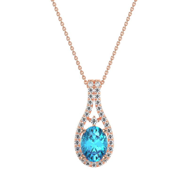 Wrap Around Halo Oval Necklace