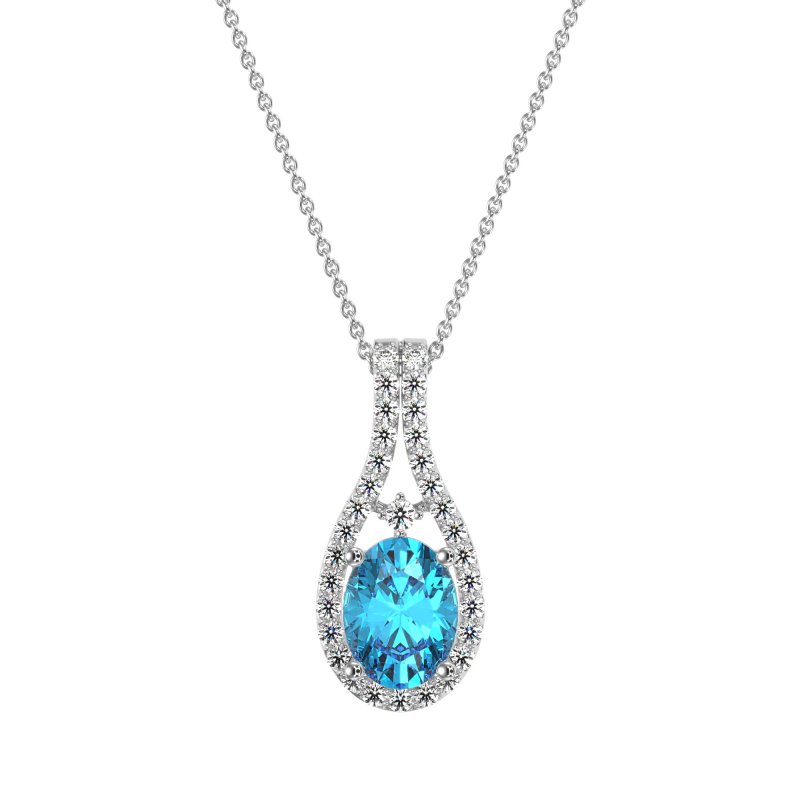 Wrap Around Halo Oval Necklace