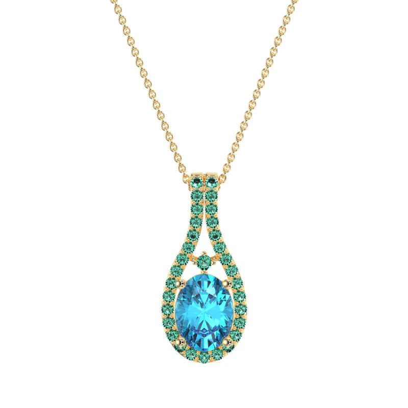 Wrap Around Halo Oval Necklace
