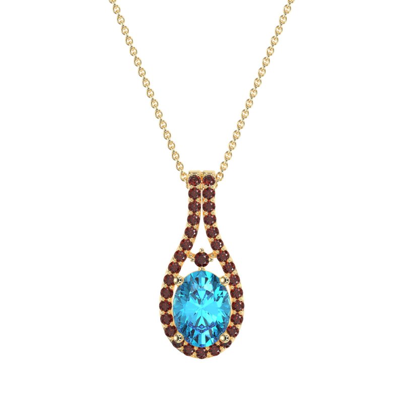 Wrap Around Halo Oval Necklace