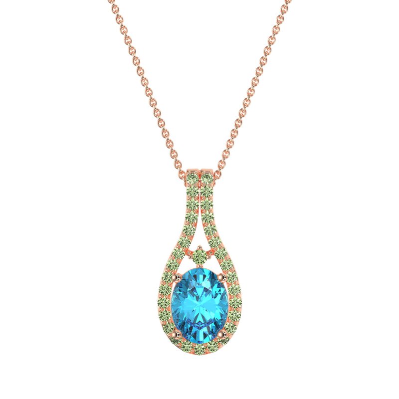 Wrap Around Halo Oval Necklace
