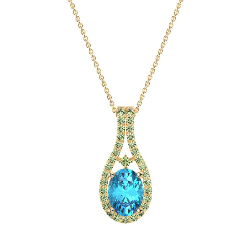 Wrap Around Halo Oval Necklace