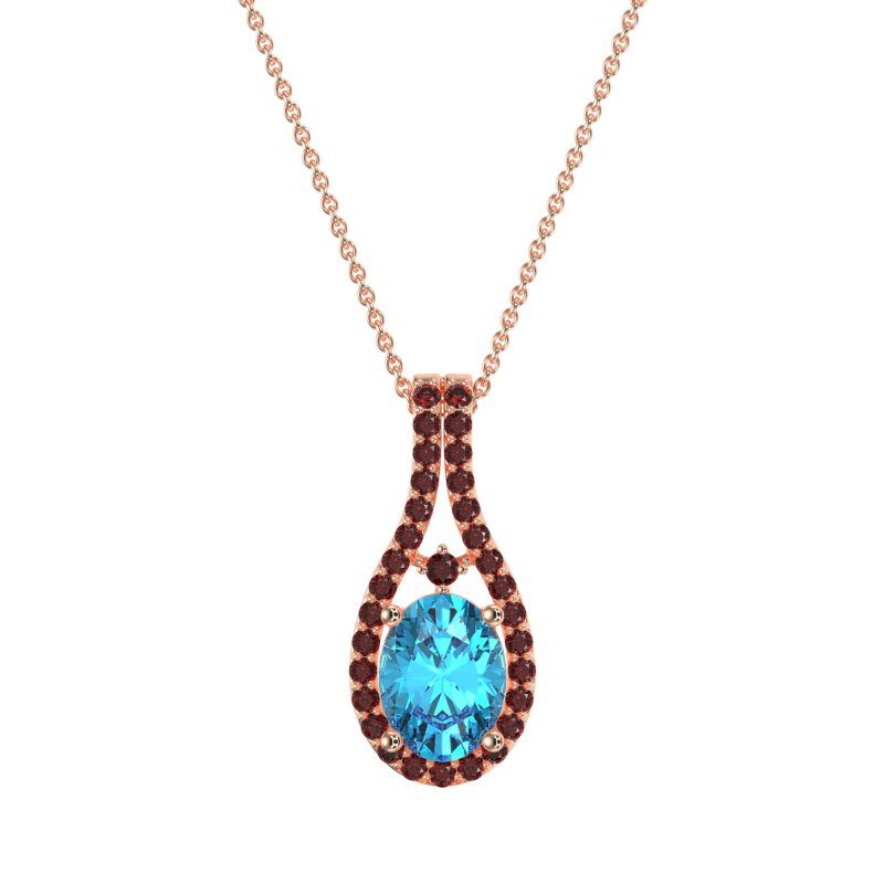 Wrap Around Halo Oval Necklace