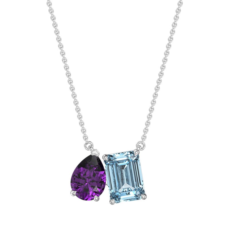 Pear and Emerald Toi et Moi Necklace
