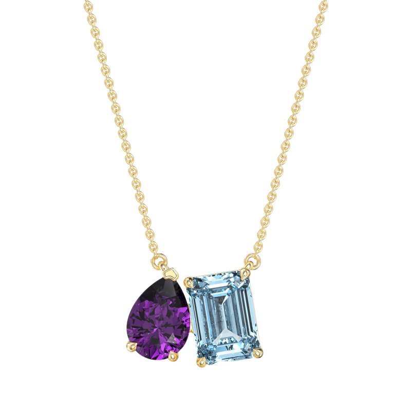 Pear and Emerald Toi et Moi Necklace