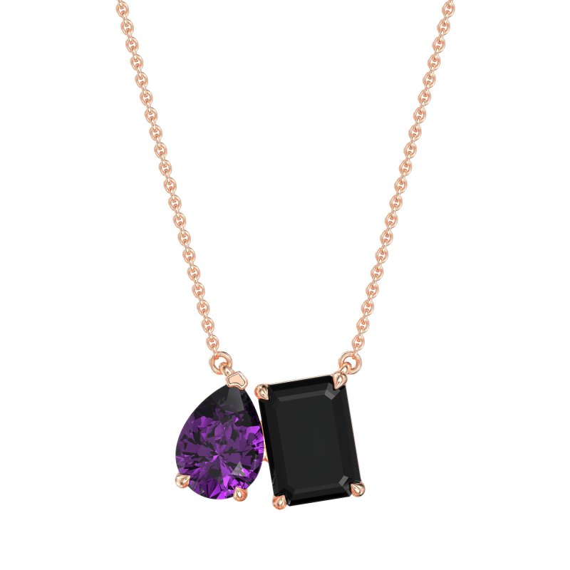 Pear and Emerald Toi et Moi Necklace