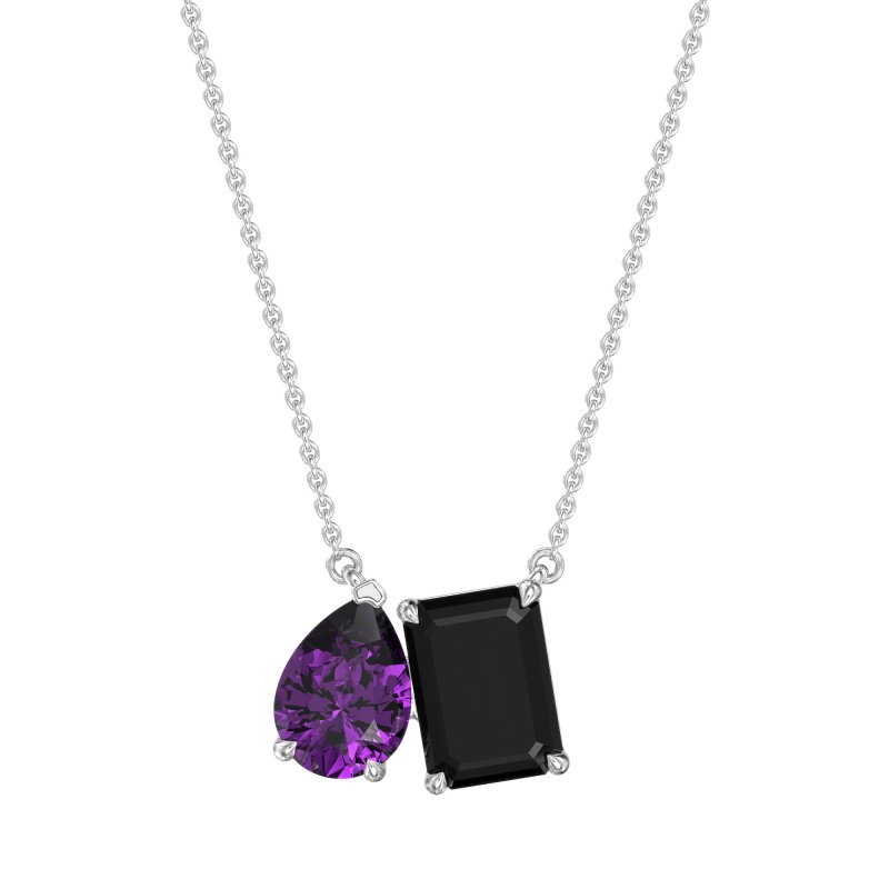Pear and Emerald Toi et Moi Necklace