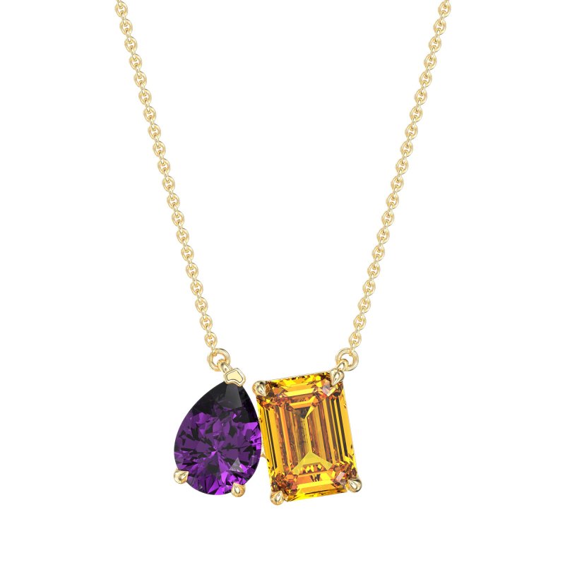 Pear and Emerald Toi et Moi Necklace