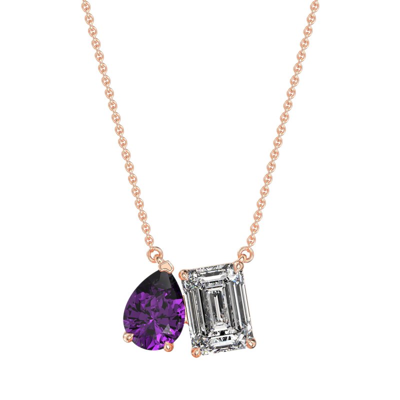 Pear and Emerald Toi et Moi Necklace