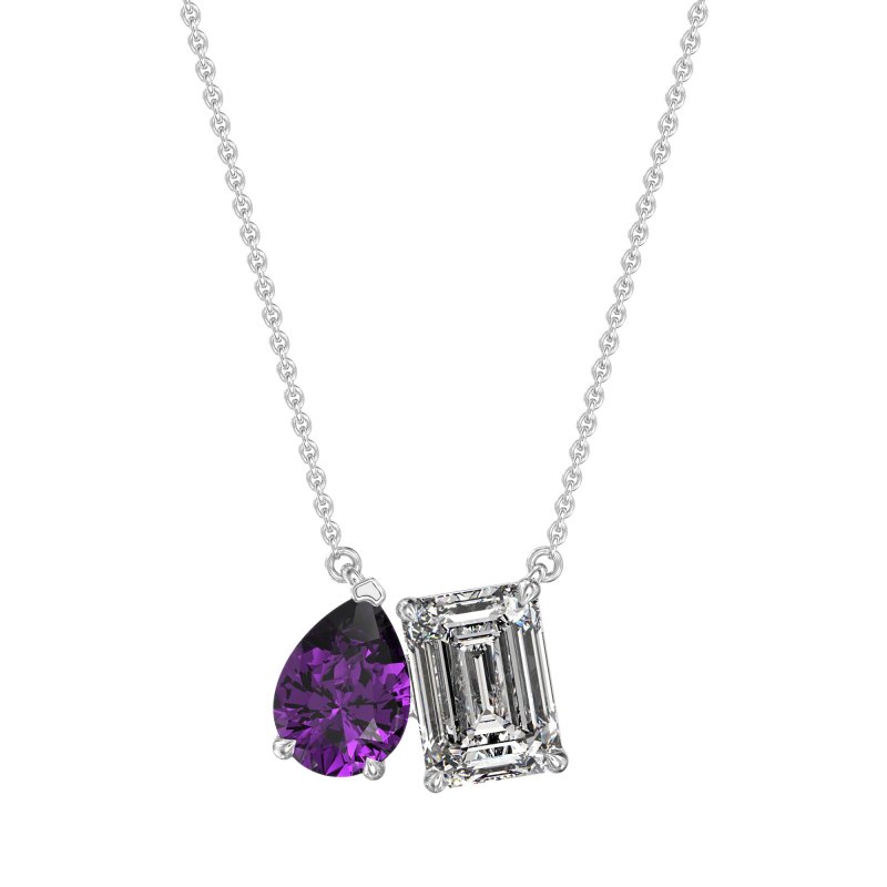 Pear and Emerald Toi et Moi Necklace