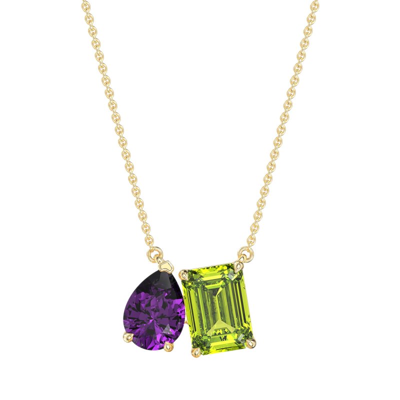 Pear and Emerald Toi et Moi Necklace
