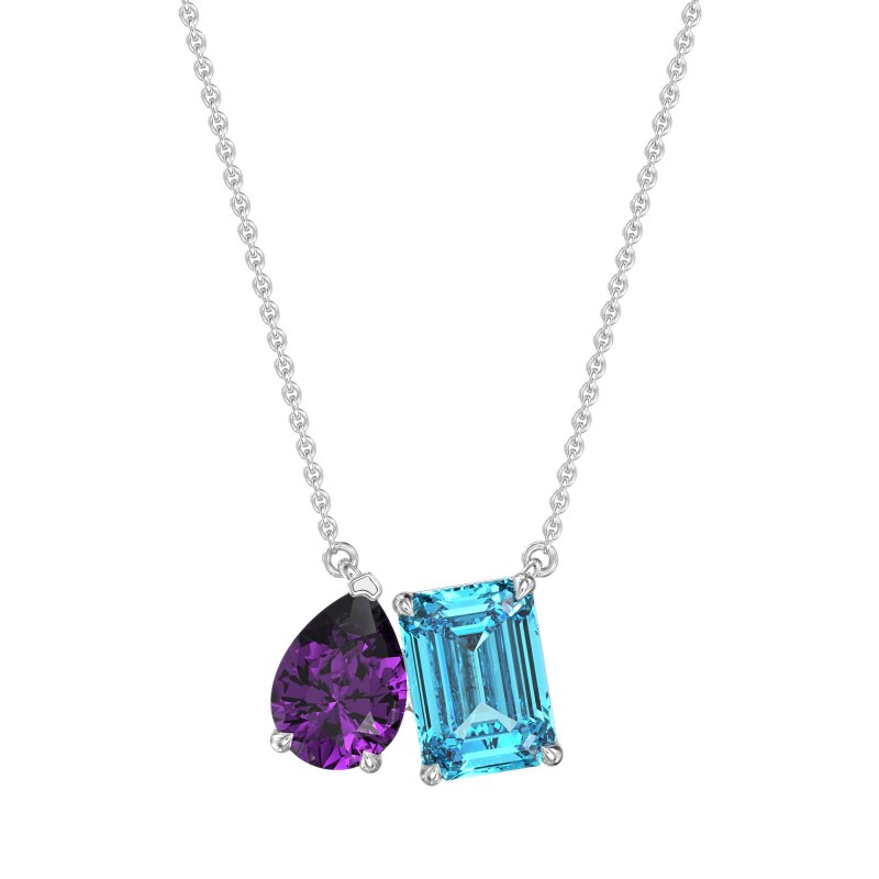 Pear and Emerald Toi et Moi Necklace