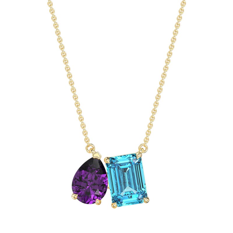 Pear and Emerald Toi et Moi Necklace