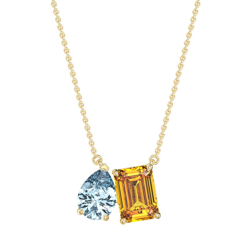 Pear and Emerald Toi et Moi Necklace