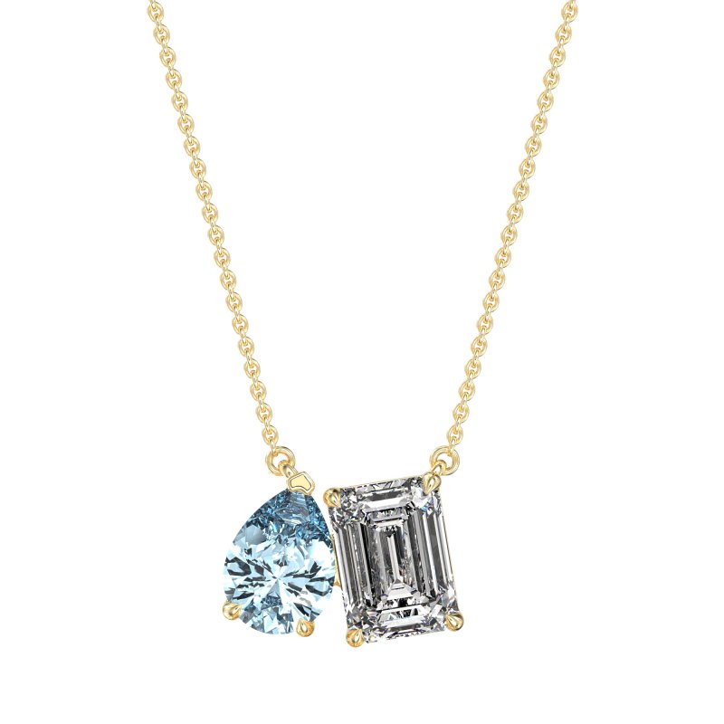 Pear and Emerald Toi et Moi Necklace