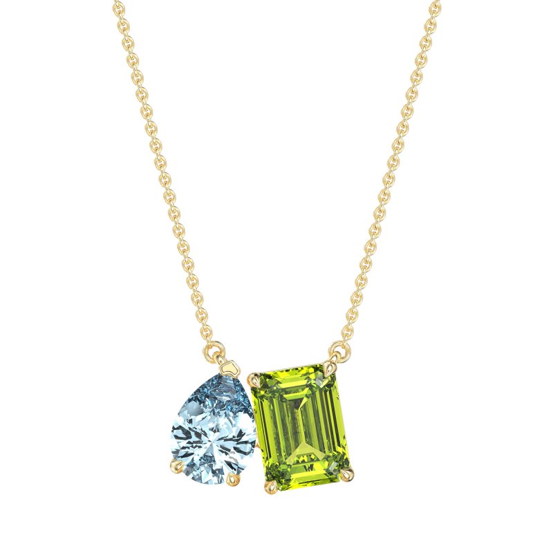 Pear and Emerald Toi et Moi Necklace