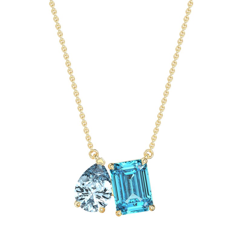 Pear and Emerald Toi et Moi Necklace