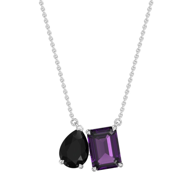 Pear and Emerald Toi et Moi Necklace