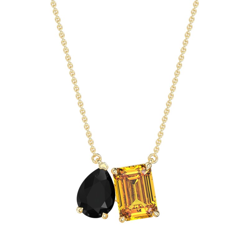 Pear and Emerald Toi et Moi Necklace