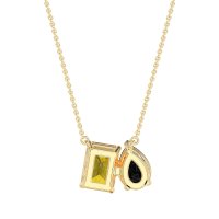 Pear and Emerald Toi et Moi Necklace