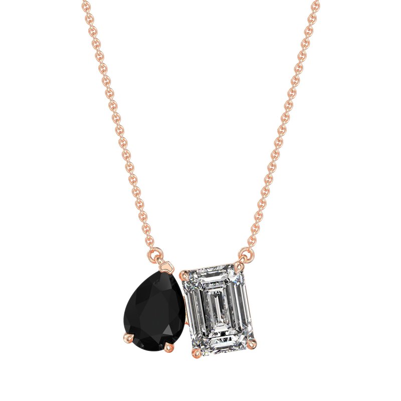 Pear and Emerald Toi et Moi Necklace