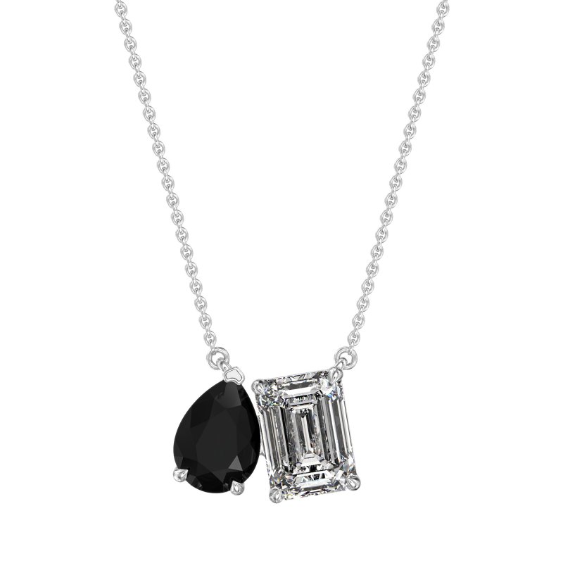 Pear and Emerald Toi et Moi Necklace