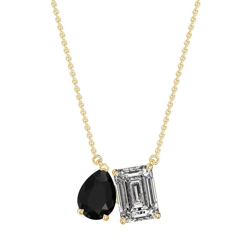 Pear and Emerald Toi et Moi Necklace