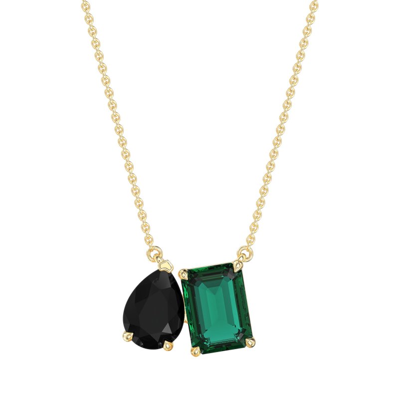 Pear and Emerald Toi et Moi Necklace